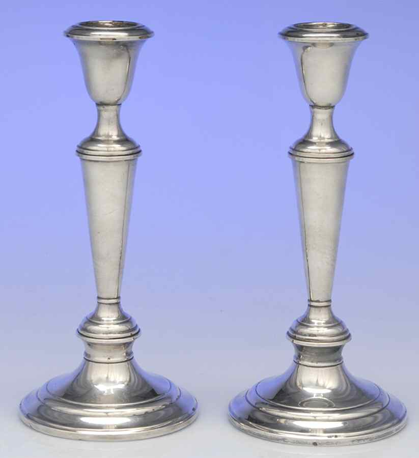 Puritan (Sterling, Hollowware) Pair of Weighted Candlesticks by Gorham Silver-1