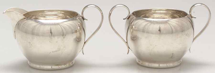 Puritan (Sterling, Hollowware) Creamer & Open Sugar-Mini by Gorham Silver-1