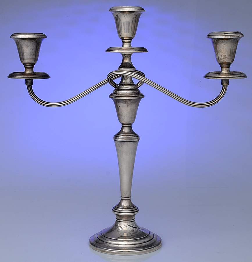 Puritan (Sterling, Hollowware) 14" 3 Light Weighted Candelabra by Gorham Silver-1