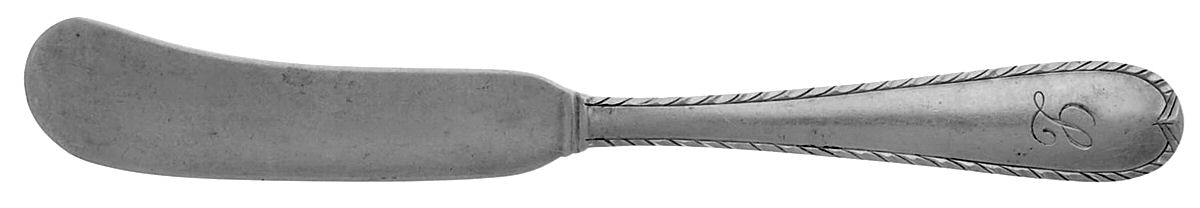 Dolly Madison-Eng. Feathered Edge (Sterling) Flat Handle Butter Spreader by Gorham Silver-1