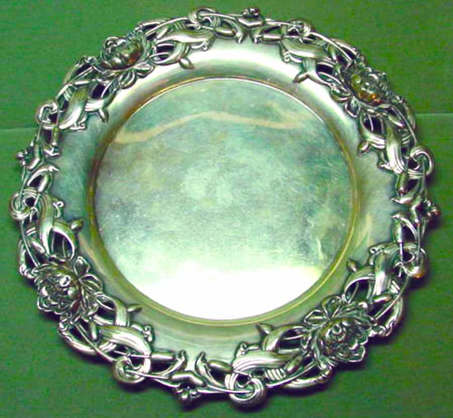 Sterling Hollowware 9" Round Sterling Tray by George W Shiebler-1