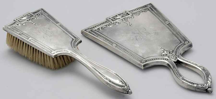 Lansdowne (Sterling, 1917, Hollowware) 2 Pc Vanity Set (Hair Brush & Mirror) by Gorham Silver-1