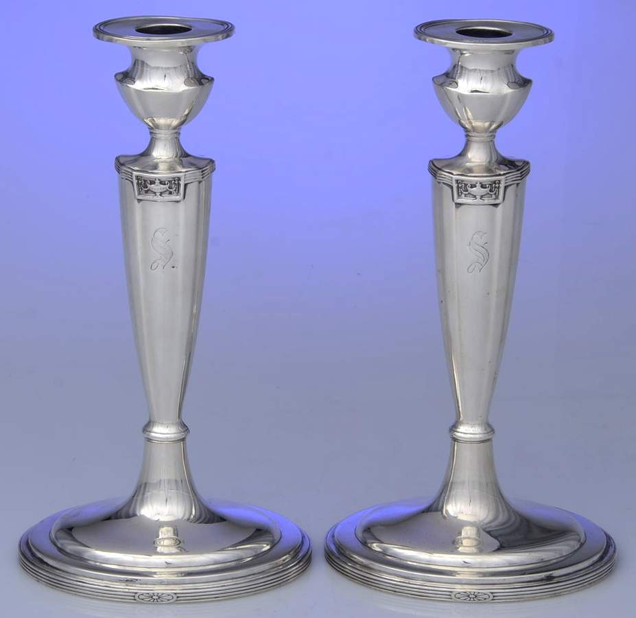 Lansdowne (Sterling, 1917, Hollowware) Pair of Weighted Candlesticks by Gorham Silver-1