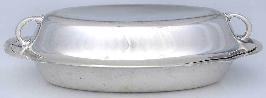 Priscilla (Sterling, Hollowware) 10" Oval Double Vegetable by Gorham Silver-1