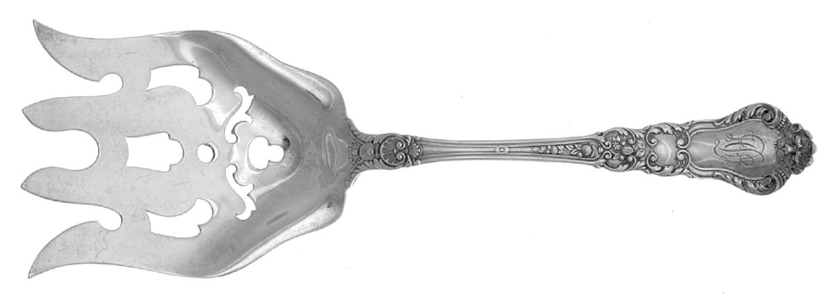 Baronial-Old (Sterling, 1898, No Monograms) Small Solid Fish Serving Fork by Gorham Silver-1