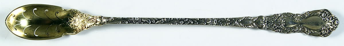 Imperial Chrysanthemum (Sterling, Mono) Pierced Bowl Long Handle Olive Spoon by Gorham Silver-1
