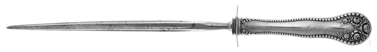 Lancaster (Sterling, 1897, Monograms) Large Steel Rod Knife Sharpener by Gorham Silver-1