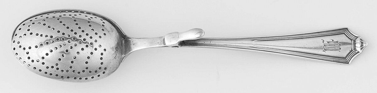 Plymouth (Sterling, 1911, Monograms) Solid Individual Tea Ball Spoon by Gorham Silver-1