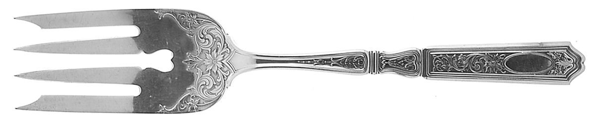 St. Dunstan Chased (Sterling, 1917) Medium Solid Cold Meat Serving Fork by Gorham Silver-1
