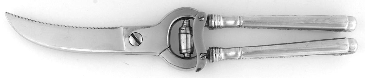 St. Dunstan-Chased (Sterling, 1917, Monograms) Poultry Shears with Stainless Blades by Gorham Silver-1