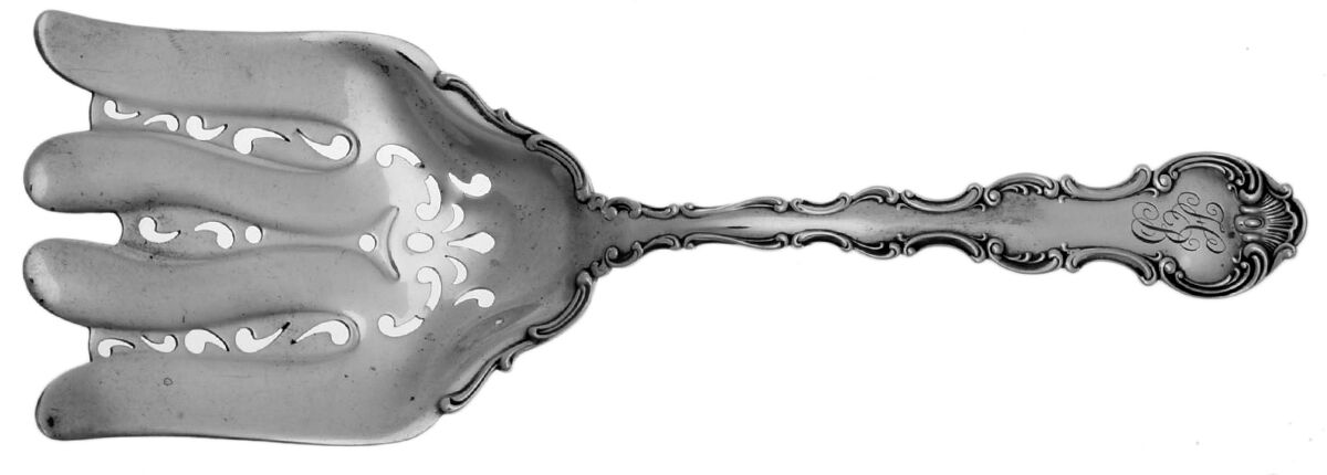 Strasbourg (Sterling, Lion-Ancr-G, 1897, Mono) Large Solid Asparagus Serving Fork by Gorham Silver-1