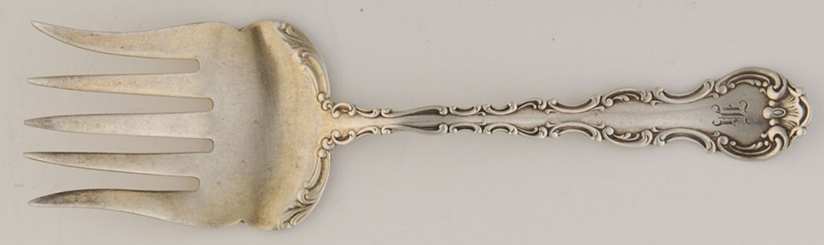 Strasbourg (Sterling, Lion-Ancr-G, 1897, Mono) Large Solid Tined Sardine Serving Fork by Gorham Silver-1