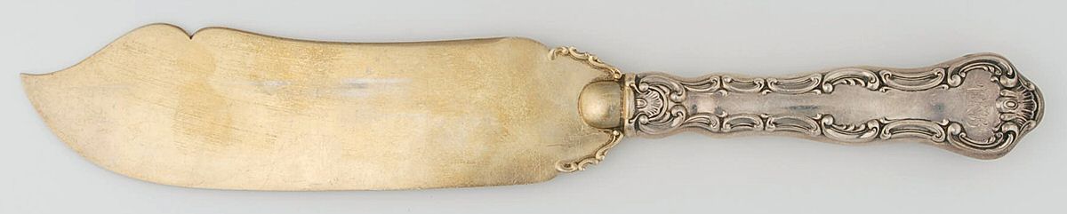 Strasbourg (Sterling, Lion-Ancr-G, 1897, Mono) Large Hollow Handle Ice Cream Slicer Sterling Bld by Gorham Silver-1
