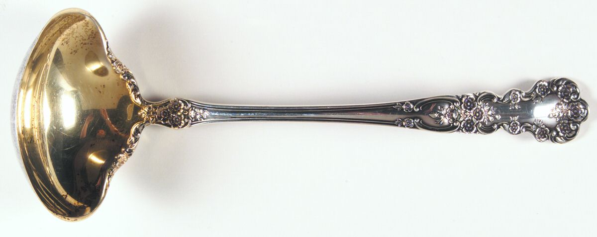 Buttercup (Sterling, Lion-Anchor-G, 1899, No Monos) Decorated Bowl/Rim Large Solid Soup Ladle by Gorham Silver-1