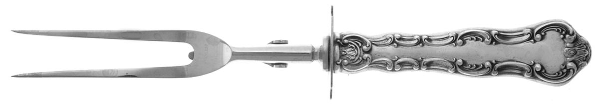 Strasbourg (Sterling, "Gorham", 1897) Lg Carving/Roast Fork-Stn Prong w/Sterling Guard by Gorham Silver-1