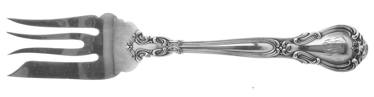 Chantilly (Sterling, 1895, Lion-Anchor-G, No Mono) Large Solid Cold Meat Serving Fork by Gorham Silver-1