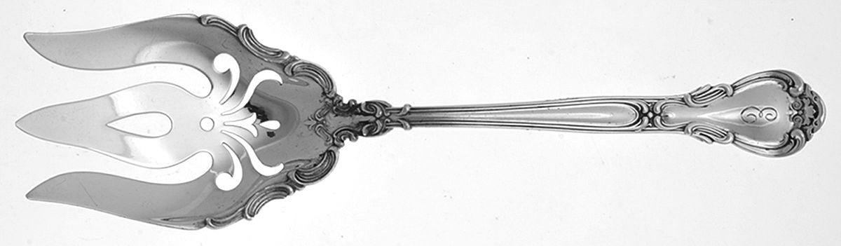 Chantilly (Sterling, 1895, Lion-Anchr-G, Monograms) Solid Salad Serving Fork by Gorham Silver-1