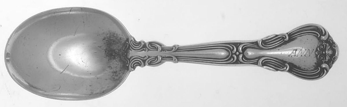 Chantilly (Sterling, 1895, Lion-Anchr-G, Monograms) Straight Handle Baby Spoon by Gorham Silver-1
