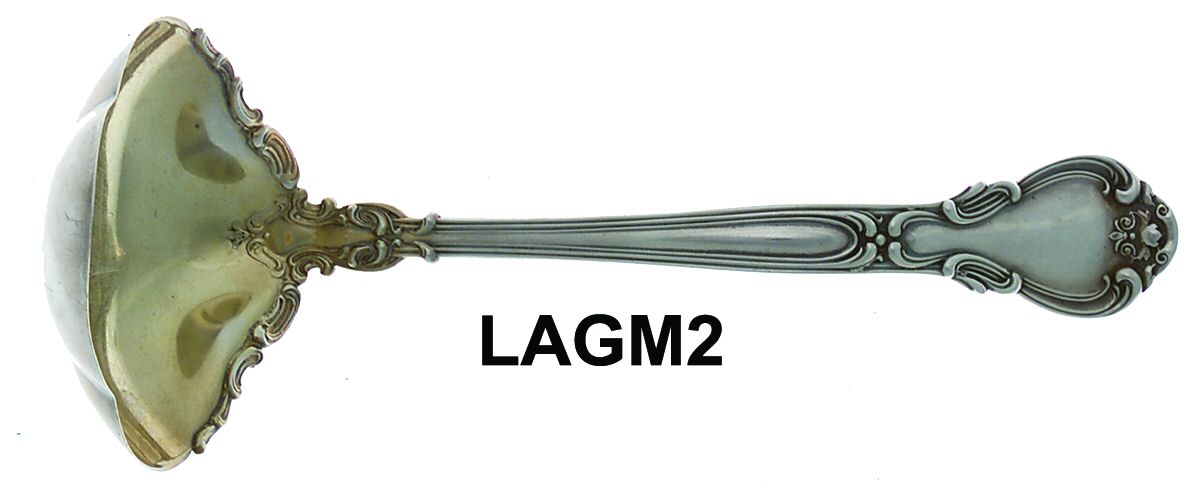 Chantilly (Sterling, 1895, Lion-Anchr-G, Monograms) Solid Gravy Ladle by Gorham Silver-1