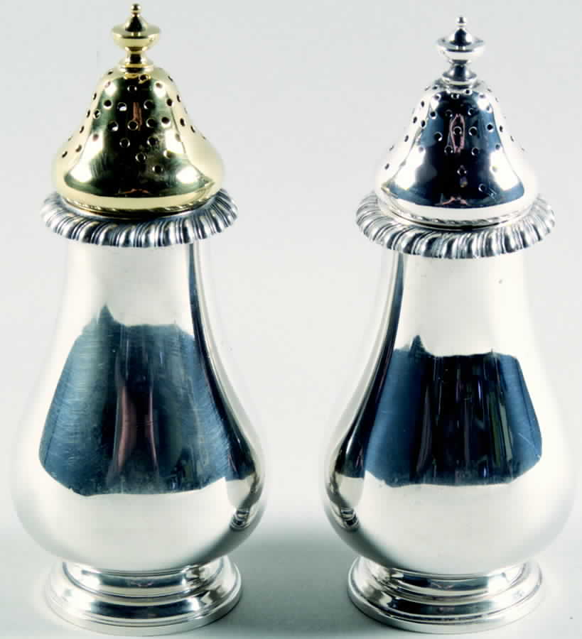 English Gadroon-Gadroon (Sterling, Hollowware) Salt and Pepper Set by Gorham Silver-1