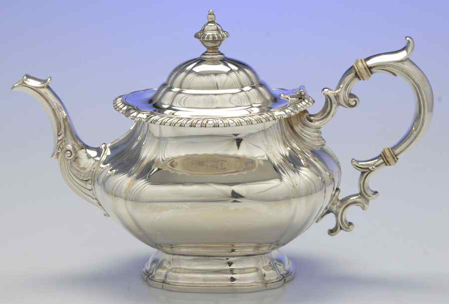 English Gadroon-Gadroon (Sterling, Hollowware) Teapot by Gorham Silver-1