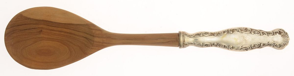 Louis XV (Sterling, 1891) Salad Serving Spoon with Wooden Bowl by Gorham Silver-1