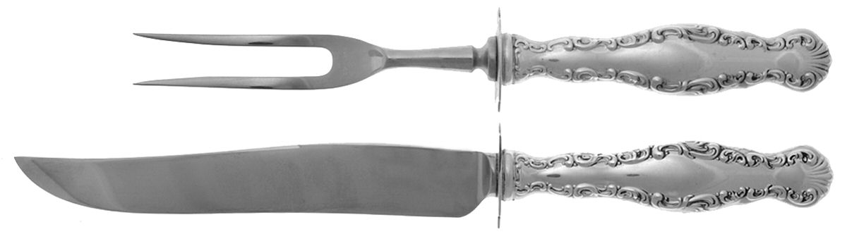 Louis XV (Sterling, 1891) 2 Piece Small Carving Set W/ Sterling Guard by Gorham Silver-1