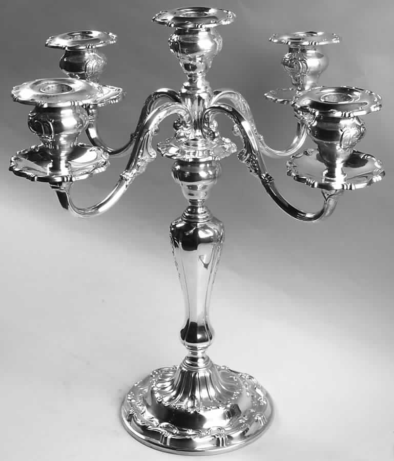 Louis XV (Silverplate, Hollowware) Large Plated 5-Light Candelabra by Gorham Silver-1
