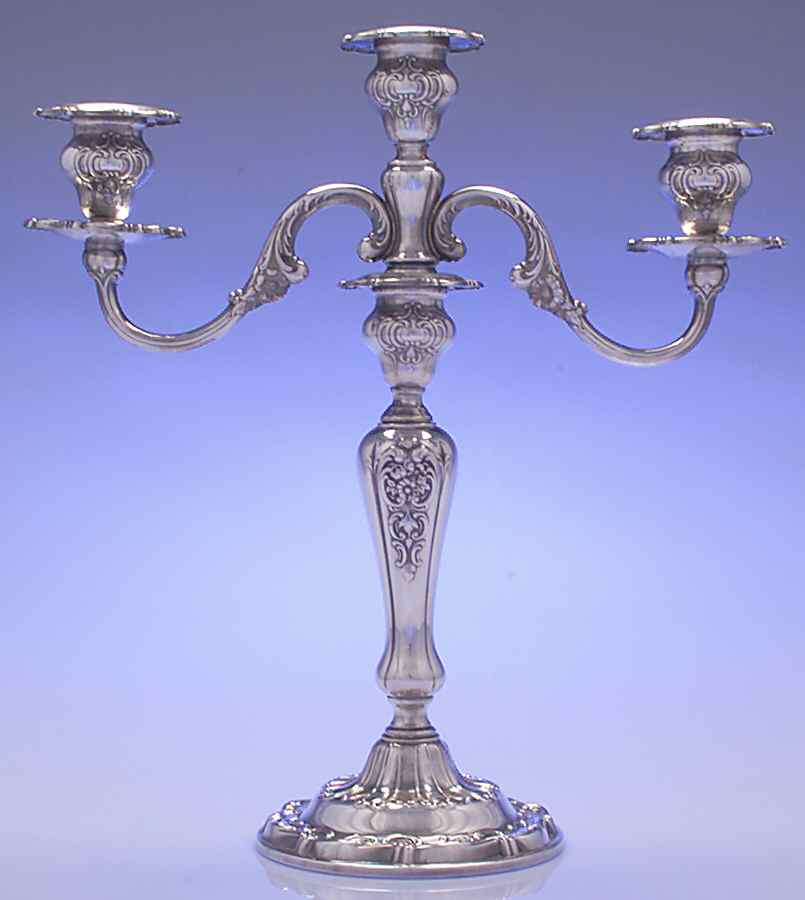Louis XV (Silverplate, Hollowware) Large 3 Light Candelabra by Gorham Silver-1