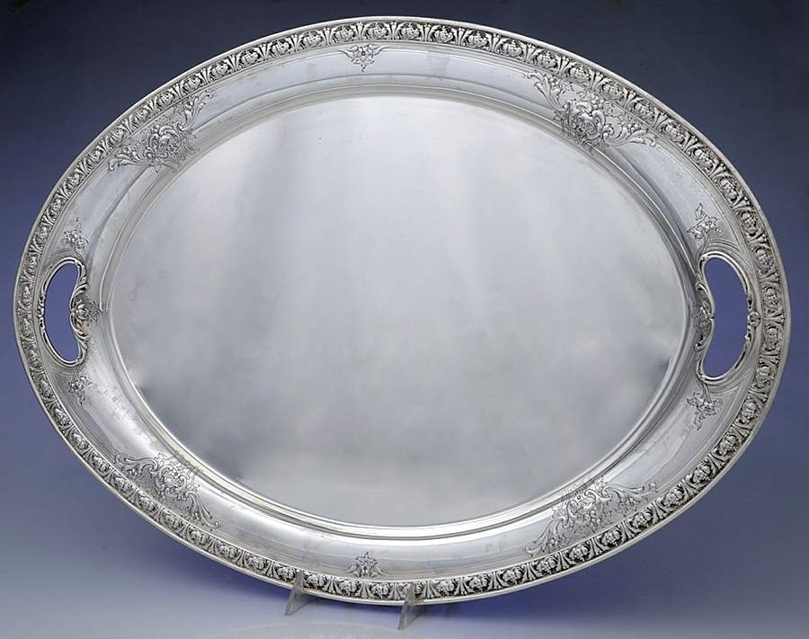 King Edward (Sterling, Hollowware) Large Waiter Tray by Gorham Silver-1
