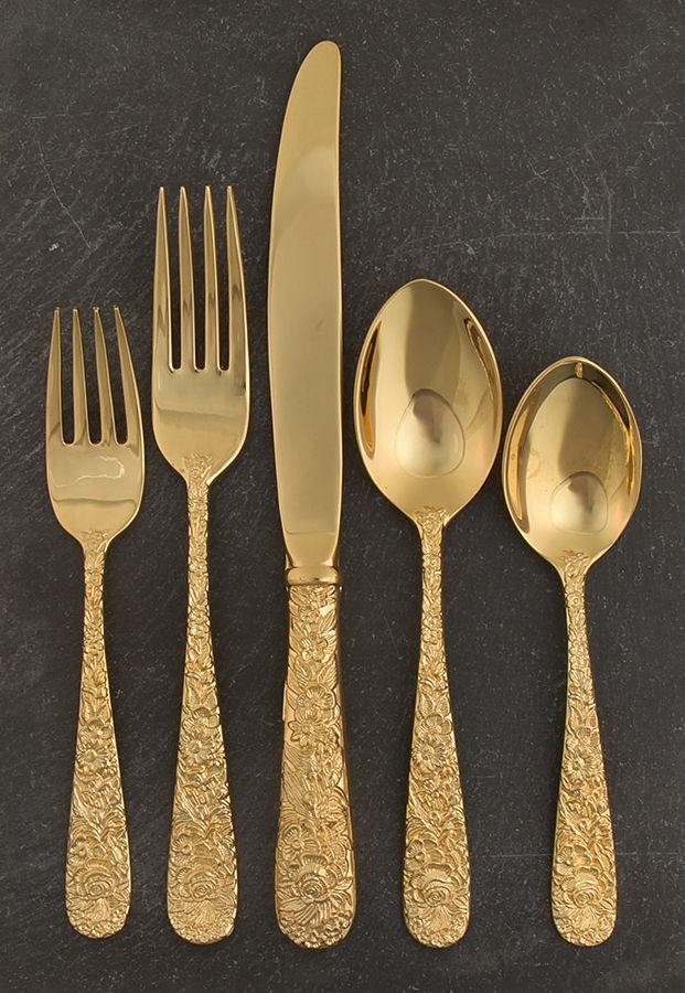 Golden Olde Bouquet (Gold Electroplate) Modern Hollow Knife by Godinger-1