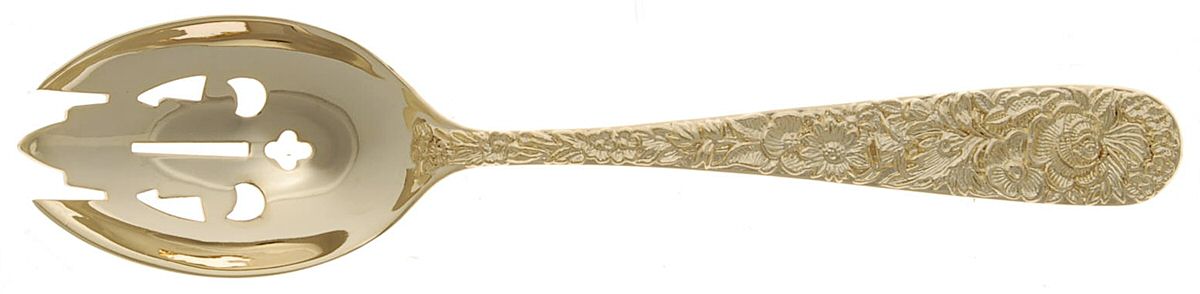 Golden Olde Bouquet (Gold Electroplate) Pierced Tablespoon (Serving Spoon) by Godinger-1
