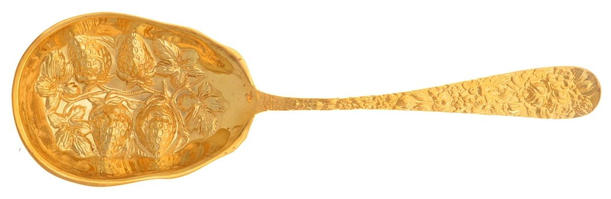 Golden Olde Bouquet (Gold Electroplate) Solid Smooth Berry/Casserole Spoon by Godinger-1
