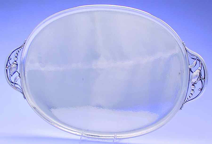 Blossom-2D (Sterling, 1919, Hollowware) Large Waiter Tray by Georg Jensen (Denmark)-1
