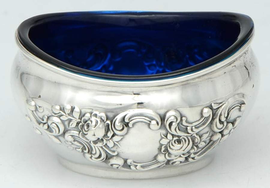 Fleury (Sterling, 1909, Hollowware) Open Salt Master-W/Cobalt Liner by Gorham Silver-1