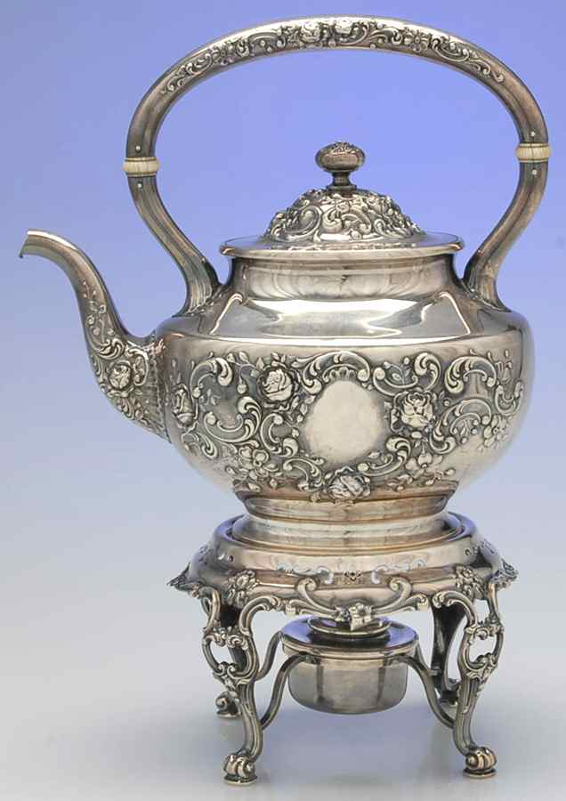 Fleury (Sterling, 1909, Hollowware) Kettle, Stand & Burner by Gorham Silver-1