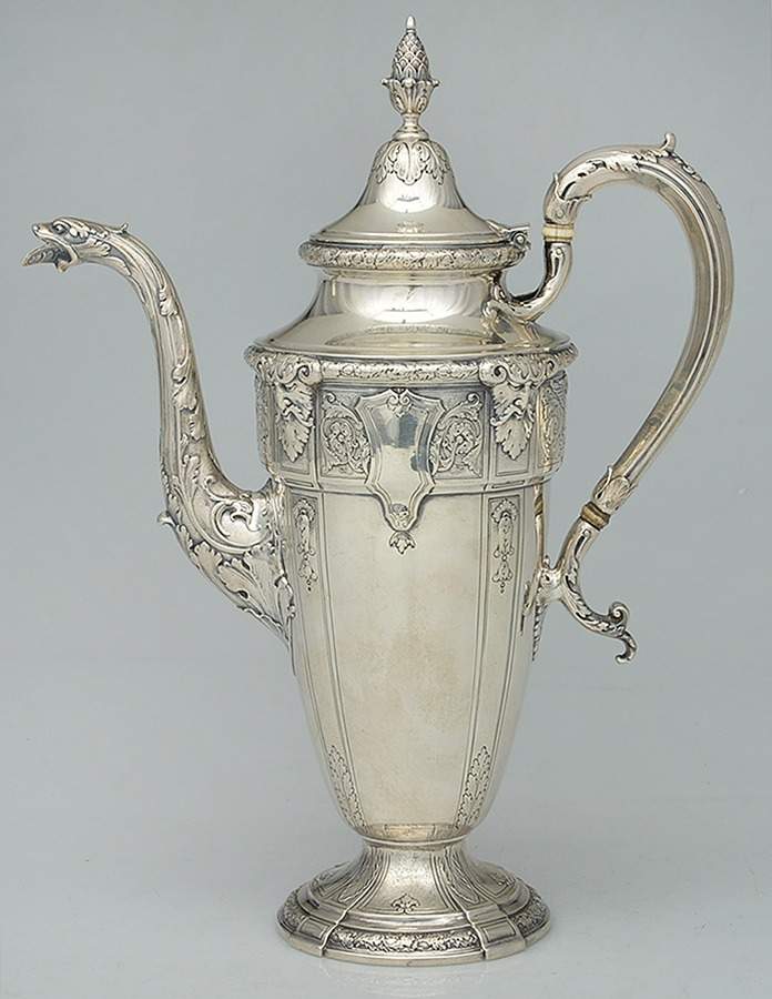 Florentine-Florenz (Sterling, 1901, Hollowware) Sterling Demitasse Pot by Gorham Silver-1