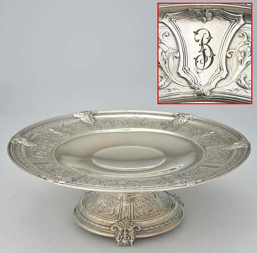 Florentine-Florenz (Sterling, 1901, Hollowware) Round Compote (Height X Width) by Gorham Silver-1