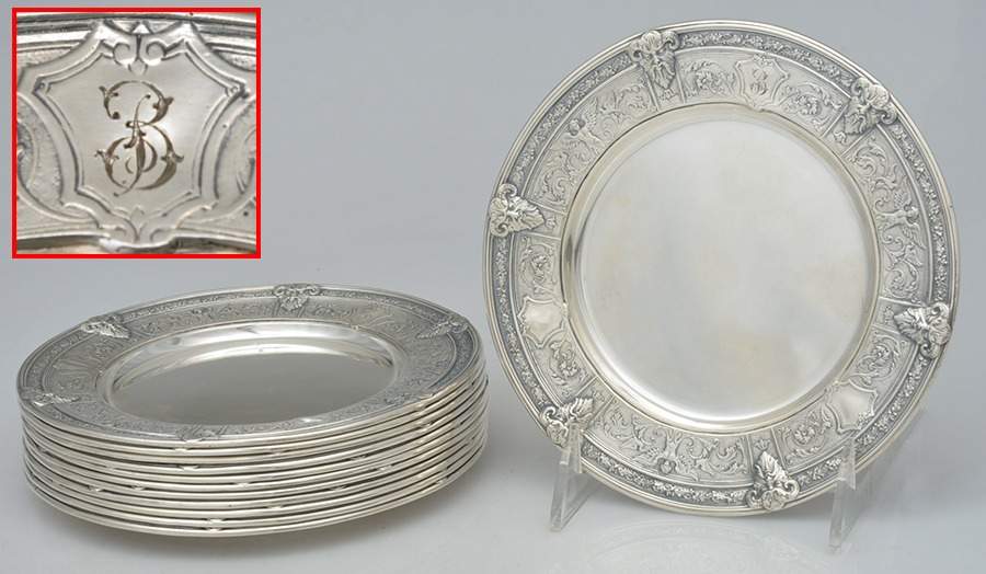 Florentine-Florenz (Sterling, 1901, Hollowware) Bread & Butter Plate - Set of 12 by Gorham Silver-1