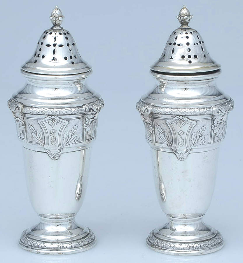 Florentine-Florenz (Sterling, 1901, Hollowware) Salt & Pepper Set by Gorham Silver-1