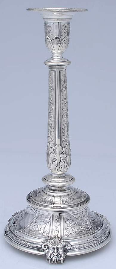 Florentine-Florenz (Sterling, 1901, Hollowware) 11" Weighted Candlestick by Gorham Silver-1