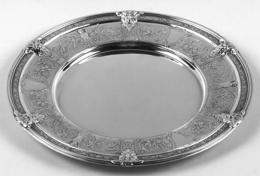 Florentine-Florenz (Sterling, 1901, Hollowware) Dinner/Service Plate by Gorham Silver-1