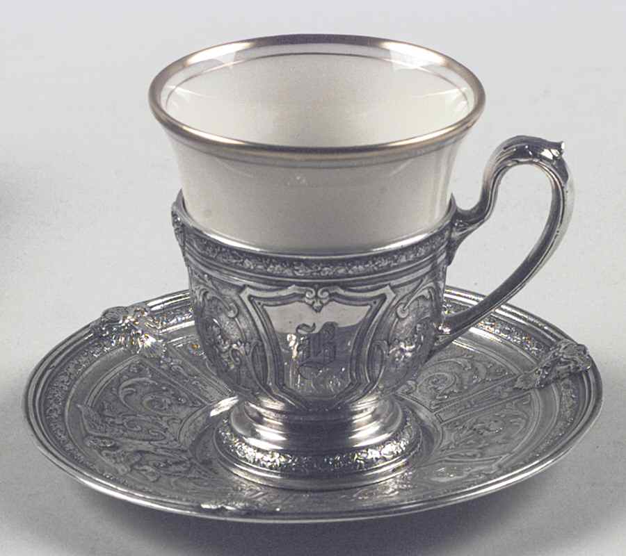 Florentine-Florenz (Sterling, 1901, Hollowware) Sterling Demitasse Cup and Saucer by Gorham Silver-1