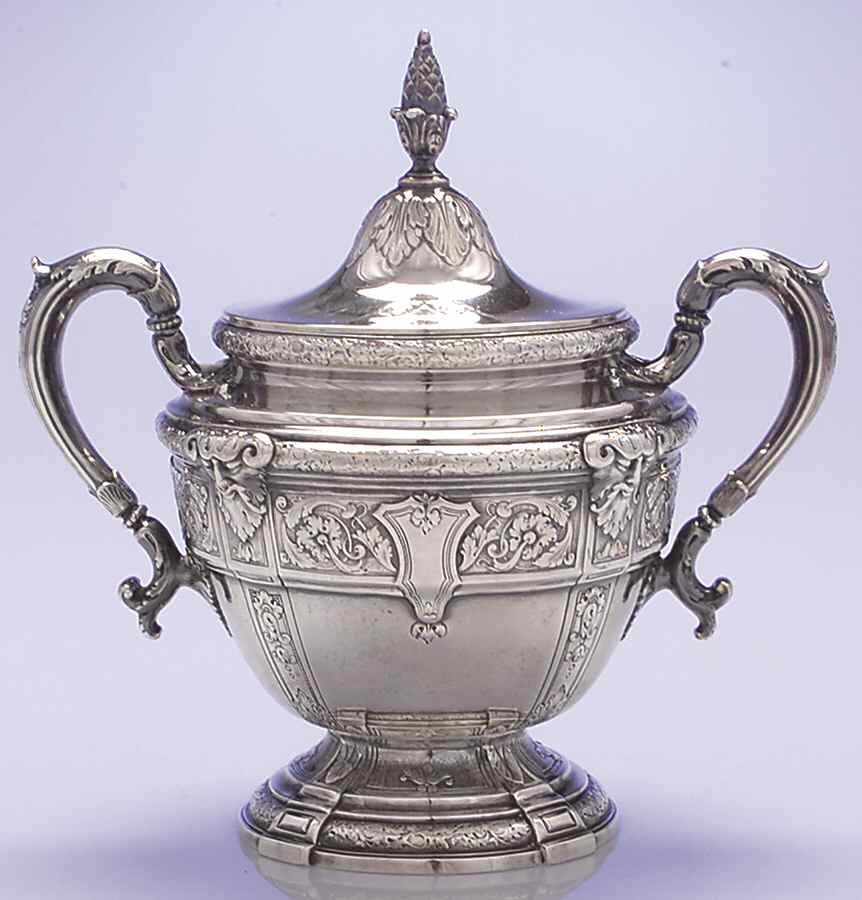 Florentine-Florenz (Sterling, 1901, Hollowware) Sugar Bowl & Lid by Gorham Silver-1