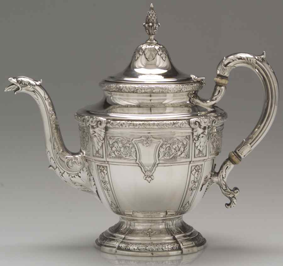 Florentine-Florenz (Sterling, 1901, Hollowware) Teapot by Gorham Silver-1