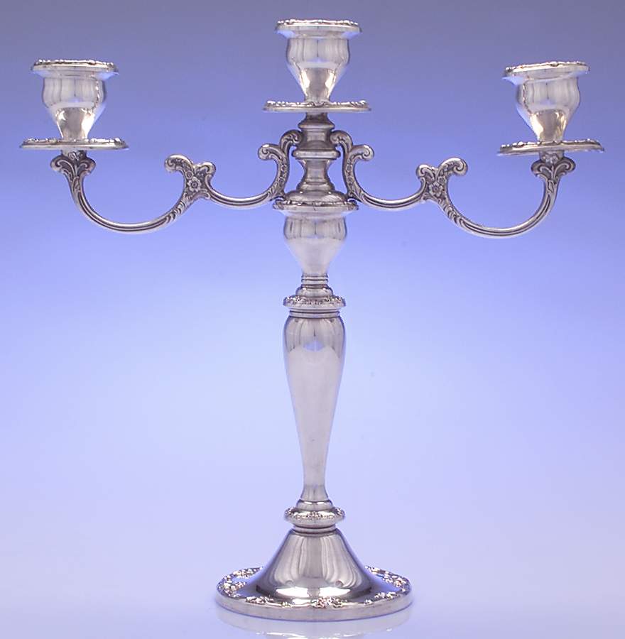 Melrose (Sterling, 1948, Hollowware) Weighted 3 Light Candelabra by Gorham Silver-1