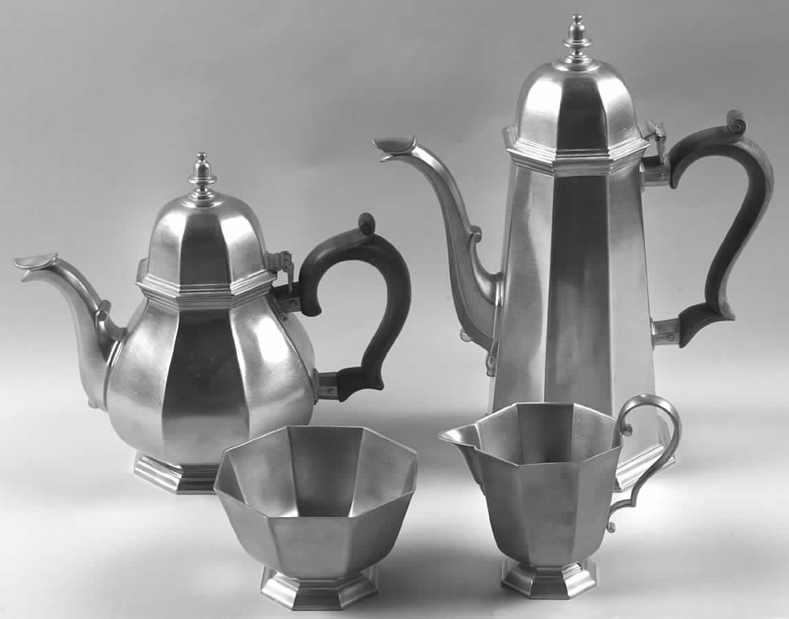 Octette (Pewter, Hollowware) 4 Piece Tea Set by Gorham Silver-1