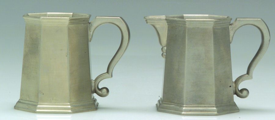 Octette (Pewter, Hollowware) Mini Creamer and Open Sugar Set by Gorham Silver-1