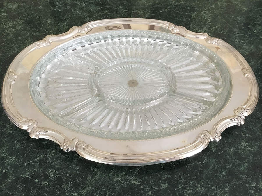 Scroll (Silverplate, Hollowware) 5 Part Relish with Glass Liner(S) by Gorham Silver-1