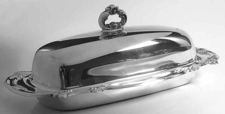 Scroll (Silverplate, Hollowware) 1/4 Pound Covered Butter & Liner by Gorham Silver-1